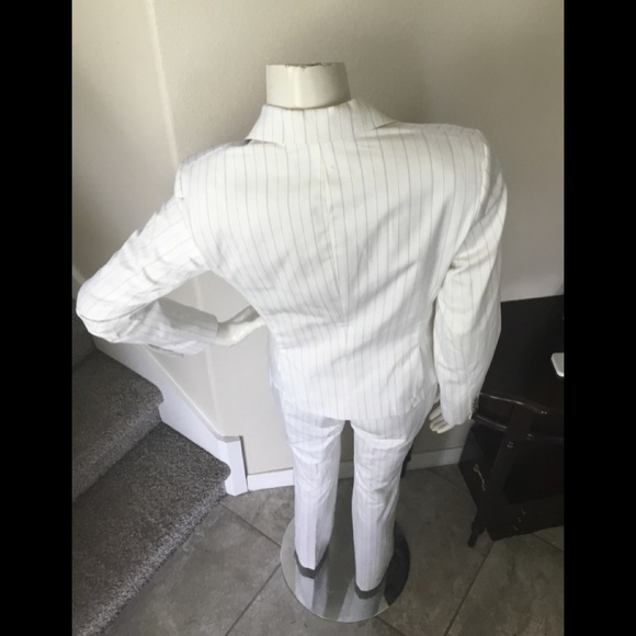 BODY BY VICTORIA " The Christie Fit"  WOMEN’S 2 PC WHITE PINSTRIPE  POWERSUIT - Picture 15 of 15